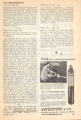 La Sierra de Vaivén Cortando Metales Duros - Junio 1947
