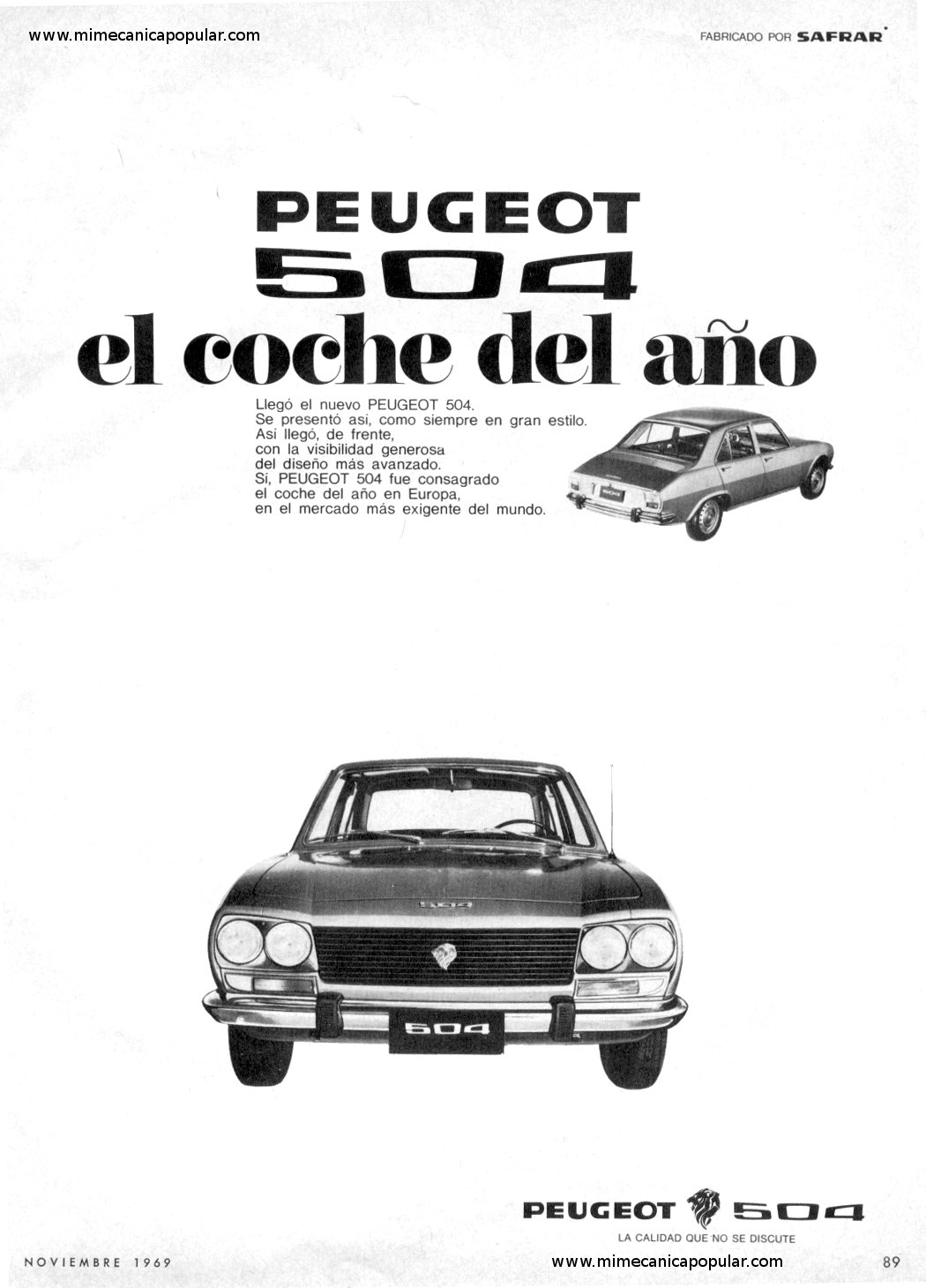 Publicidad - Peugeot 504 - Noviembre 1969
