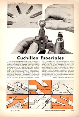 Cuchillas Especiales -torno metal -Julio 1960