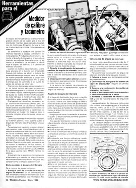 Herramientas para el auto -Medidor de calibre y tacómetro - Mayo 1982