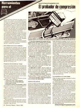 Herramientas para el auto -El probador de compresión - Marzo 1982
