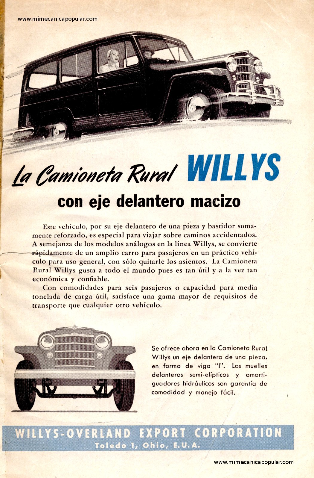 Publicidad - Camioneta Rural Willys - Septiembre 1951