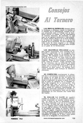 Consejos Al Tornero -metal - Febrero 1961