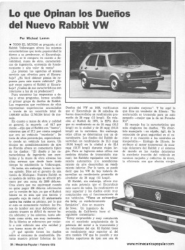 Lo que Opinan los Dueños del Rabbit VW - Febrero 1976