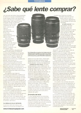 Fotografía: ¿Sabe qué lente comprar? - Febrero 1992
