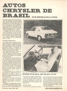 Autos Chrysler de Brasil - Mayo 1980