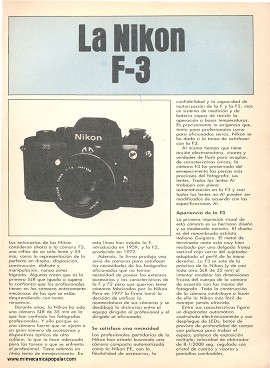 Fotografía: La Nikon F-3 -Agosto 1982