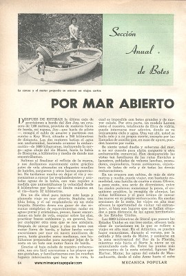 Por Mar Abierto en Bote a Motor - Mayo 1960