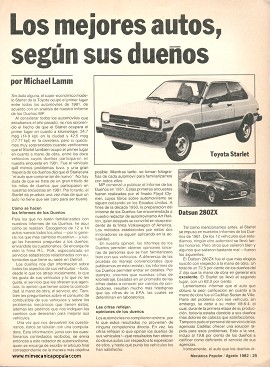 Los mejores autos, según sus dueños - Agosto 1982