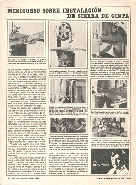 Minicurso sobre instalación de sierra cinta - Mayo 1980