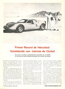 Primer record de velocidad establecido con llantas de ciudad - Mayo 1973