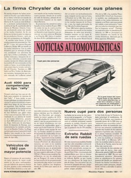 Noticias Automovilísticas - Octubre 1981