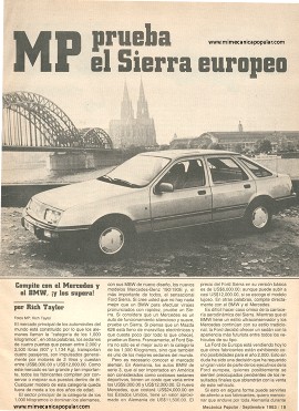 MP prueba el Ford Sierra europeo - Septiembre 1983