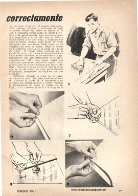 He aquí cómo cortar cristal correctamente - Febrero 1961