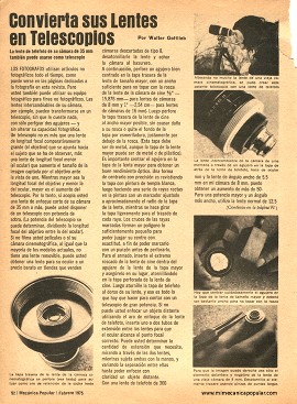 Convierta sus Lentes en Telescopios - Febrero 1975
