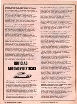 Noticias Automovilísticas - Junio 1973