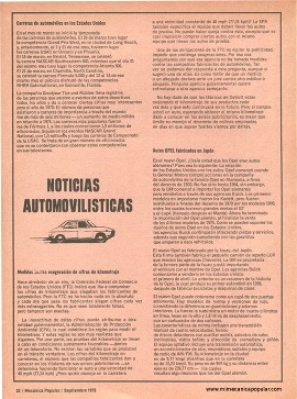 Noticias Automovilísticas - Septiembre 1976