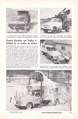 Práctico Artefacto que Triplica la Utilidad de un Camión de Volteo - Febrero 1956