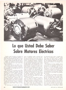 Lo que Usted Debe Saber Sobre Motores Eléctricos - Septiembre 1968