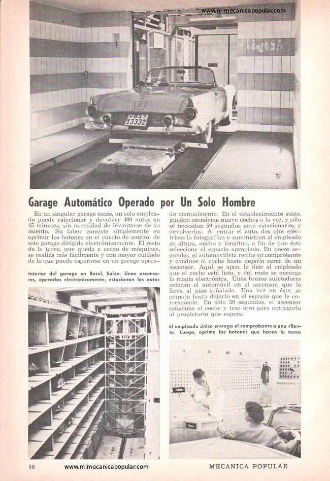Garaje Automático Operado por Un Solo Hombre - Julio 1960