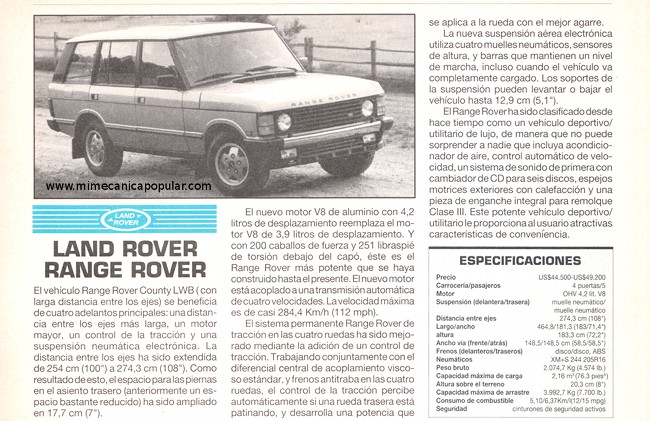 Land Rover - Range Rover - Agosto 1993