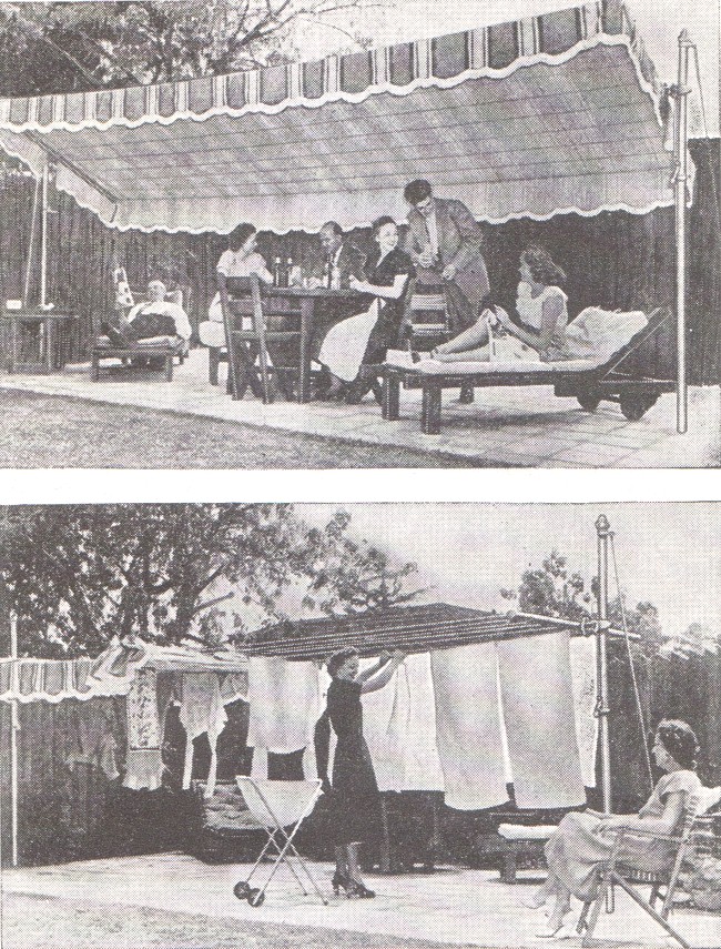 Tendedero de ropa que se convierte en toldo - Septiembre 1949
