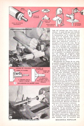 Labrado de tubos y codos -torno metal - Julio 1958
