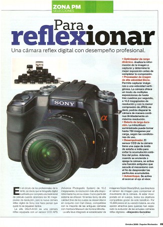 Una cámara reflex digital con desempeño profesional - Sony alfa DSLR-A100 - Octubre 2006