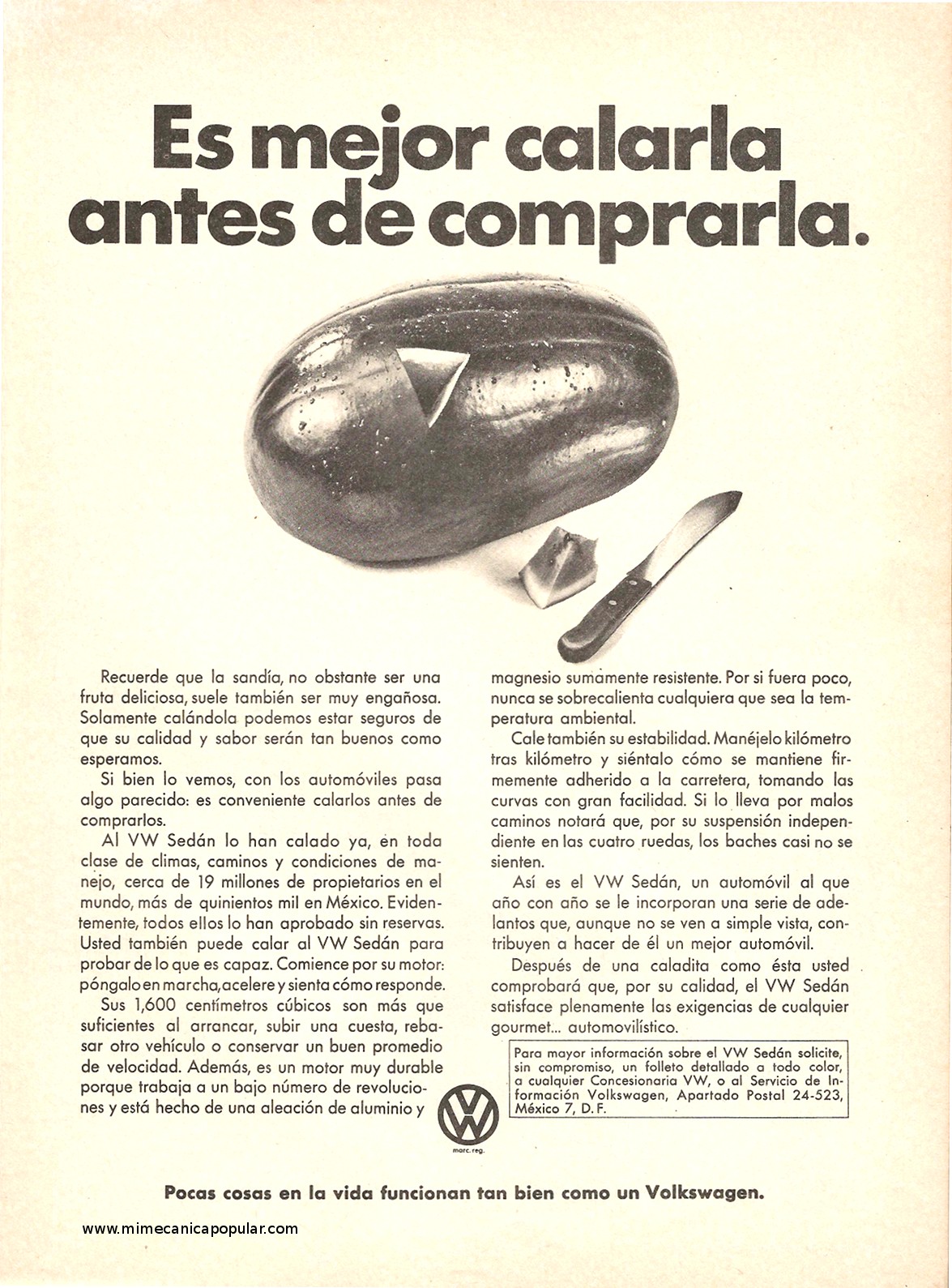Publicidad - Volkswagen Sedán - Mayo 1977