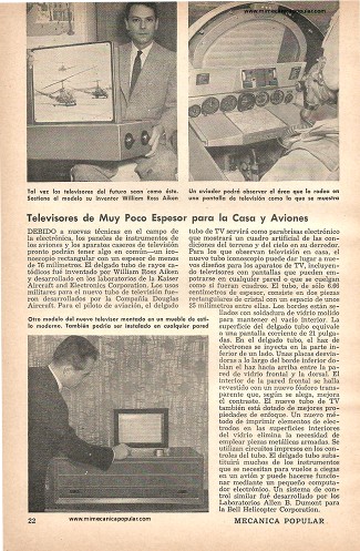 Televisores de muy poco espesor para la casa y aviones - Marzo 1958