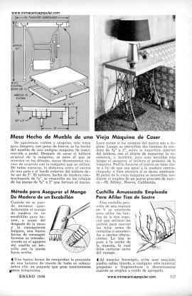 Mesa Hecha de Mueble de una Vieja Máquina de Coser - Enero 1958