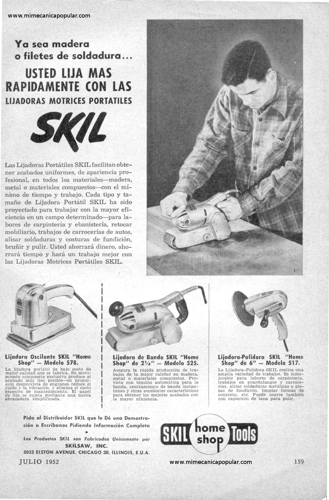 Publicidad - Lijadoras Motrices Portátiles SKIL - Julio 1952