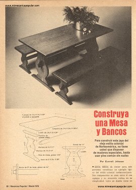 Construya una Mesa y Bancos - Marzo 1975