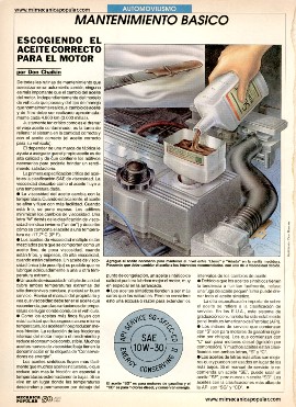 Escogiendo el aceite correcto para el motor - Julio 1992