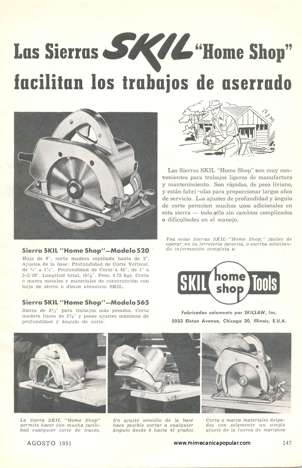 Publicidad - Sierras Skil - Agosto 1951