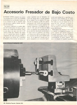 Accesorio Fresador de Bajo Costo para el Torno Metal - Octubre 1972