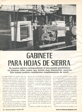 Gabinete para Hojas de Sierra - Octubre 1972