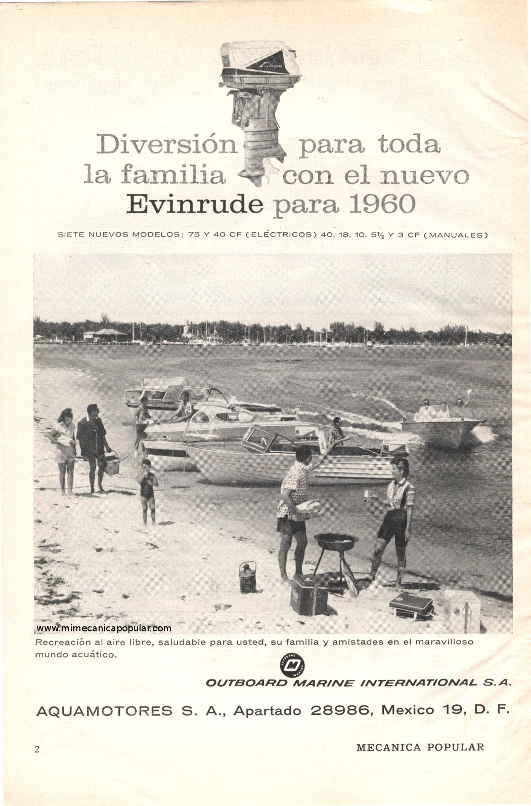 Publicidad - Motores Fuera de Borda Evinrude - Febrero 1960