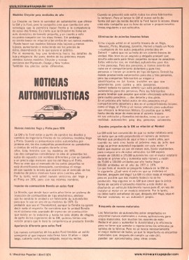 Noticias Automovilísticas - Abril 1974