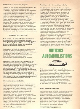 Noticias Automovilísticas - Abril 1975