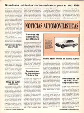 Noticias Automovilísticas - Agosto 1981