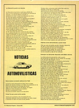 Noticias Automovilísticas - Enero 1974
