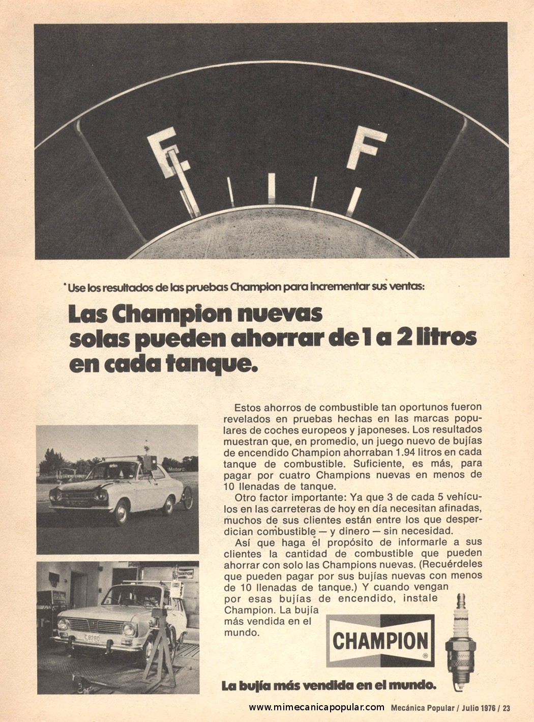 Publicidad - Bujías Champion - Julio 1976