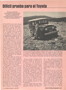 Difícil prueba para el Toyota Land Cruiser - Julio 1976