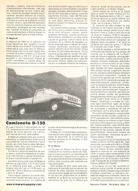 La Chrysler de México lanza su línea 1985 - Noviembre 1984