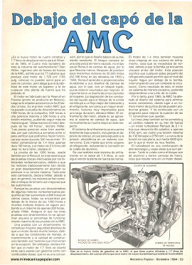 Debajo del capó de los autos AMC del 85 - Diciembre 1984
