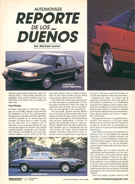 Informe de los dueños: Ford Probe - Jaguar XJ6 - Lincoln Continental - Cadillac Allante - Septiembre 1989