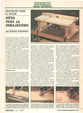 Mesa para la Rebajadora - Tupi - Router - Diciembre 1989