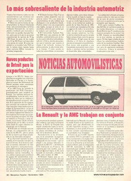 Noticias Automovilísticas - Noviembre 1984