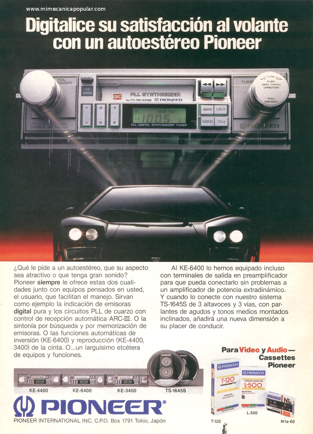 Publicidad - Autoestéreo Pioneer - Noviembre 1984